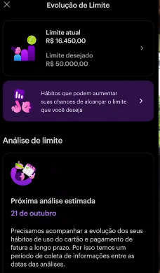 como aumentar limite no nubank